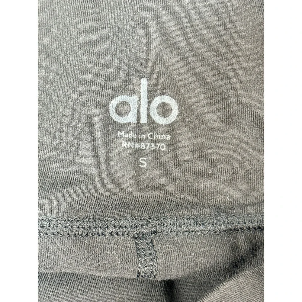 Alo Yoga Womens High Waist Black Chevron Stripe Glossy Leggings Small S Gym Yoga